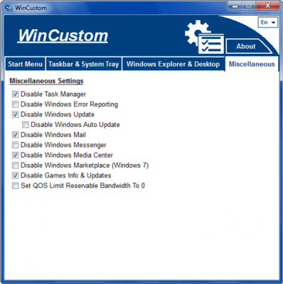 Screenshot of the application WinCustom - #6