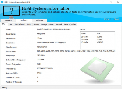 Screenshot of the application HiBit System Information - #2