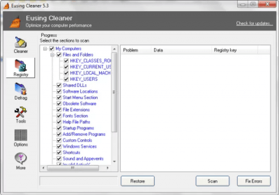 Screenshot of the application Eusing Cleaner - #4