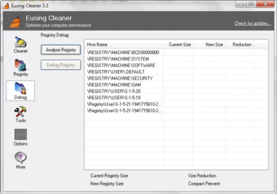 Screenshot of the application Eusing Cleaner - #5