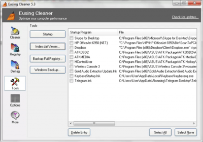 Screenshot of the application Eusing Cleaner - #6