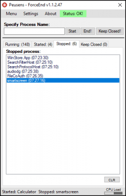 Screenshot of the application Force-End - #3