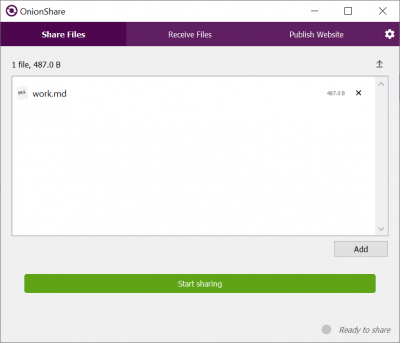 Screenshot of the application OnionShare - #1