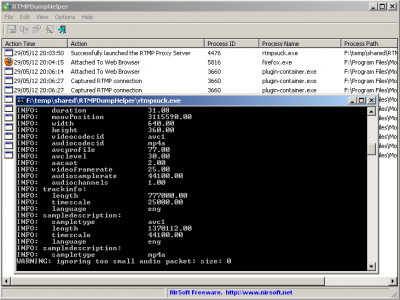 Screenshot of the application RTMPDumpHelper - #1
