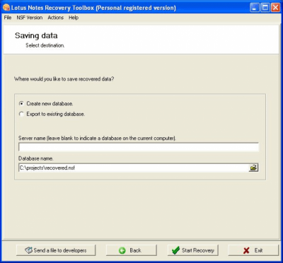 Screenshot of the application Lotus Notes Recovery Toolbox - #4