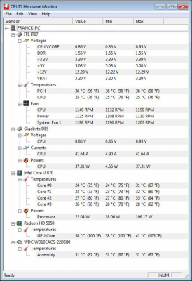 Screenshot of the application HWMonitor - #1