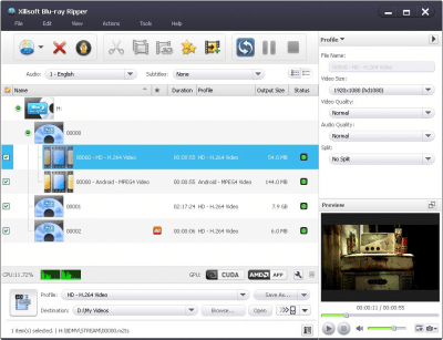 Screenshot of the application Xilisoft Blu-ray Ripper - #1