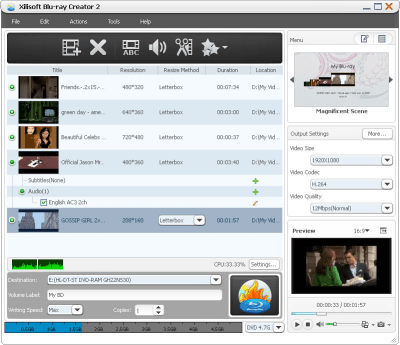 Screenshot of the application Xilisoft Blu-ray Creator - #1