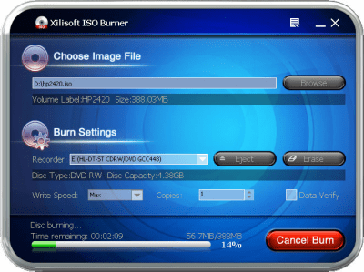 Screenshot of the application Xilisoft ISO Burner - #1