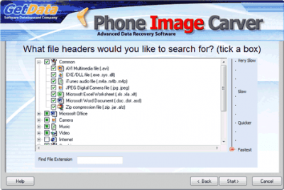 Screenshot of the application Phone Image Carver - #1