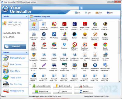 Screenshot of the application Your Uninstaller! - #1