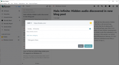 Screenshot of the application Raven - #3