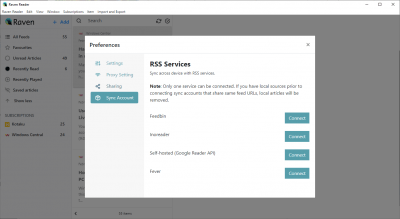 Screenshot of the application Raven - #5
