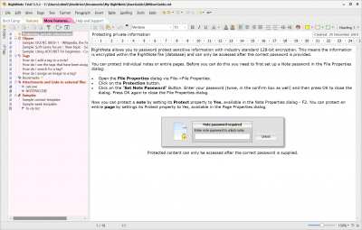 Screenshot of the application RightNote - #3