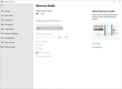 Screenshot of the application PowerToys - #9