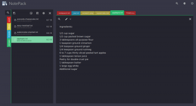 Screenshot of the application Notepack - #3