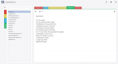 Screenshot of the application Notepack - #4