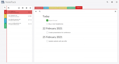 Screenshot of the application Notepack - #5