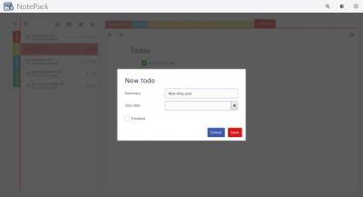 Screenshot of the application Notepack - #6