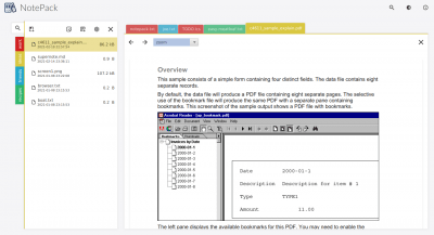 Screenshot of the application Notepack - #7