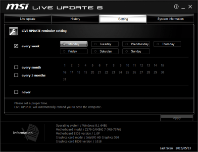 Screenshot of the application MSI Live Update - #4