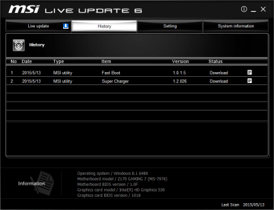 Screenshot of the application MSI Live Update - #5
