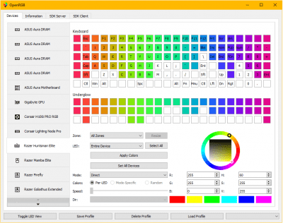 Screenshot of the application OpenRGB - #1