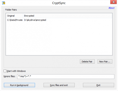 Screenshot of the application CryptSync - #1