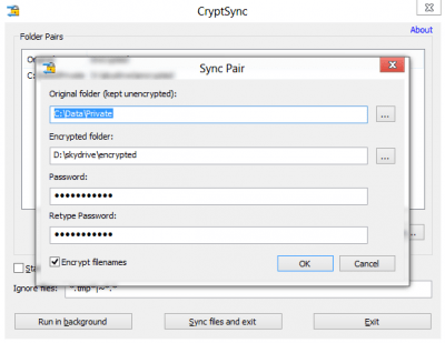 Screenshot of the application CryptSync - #2