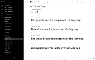 Screenshot of the application FontBase - #3