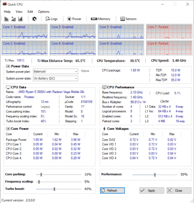 Screenshot of the application Quick CPU - #1