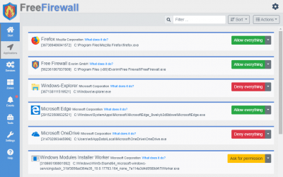 Screenshot of the application Free Firewall - #1