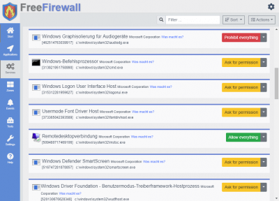 Screenshot of the application Free Firewall - #2