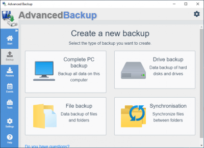 Screenshot of the application Advanced Backup Free - #1