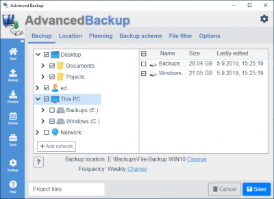 Screenshot of the application Advanced Backup Free - #2
