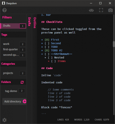 Screenshot of the application Deepdwn - #4