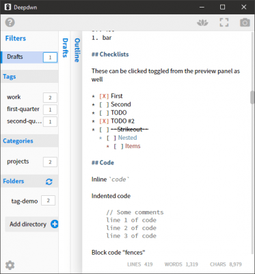 Screenshot of the application Deepdwn - #5