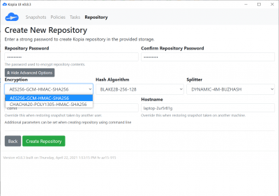 Screenshot of the application Kopia - #3