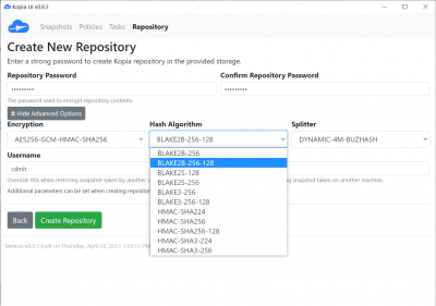 Screenshot of the application Kopia - #4