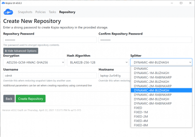 Screenshot of the application Kopia - #5