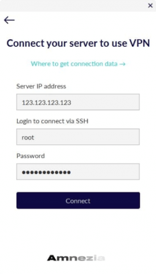 Screenshot of the application Amnezia VPN - #1