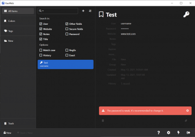 Screenshot of the application KeeWeb - #5