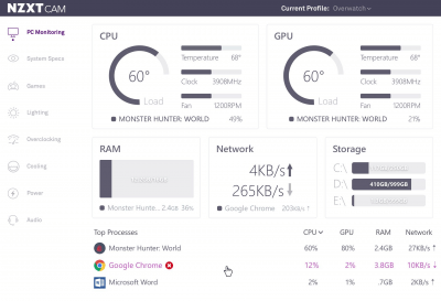 Screenshot of the application NZXT CAM - #1