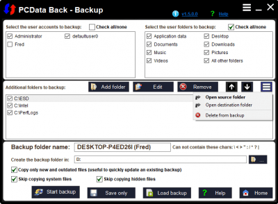 Screenshot of the application PCData Back - #2