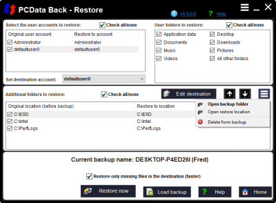 Screenshot of the application PCData Back - #3