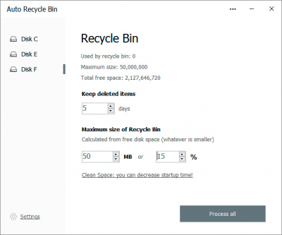 Screenshot of the application Auto Recycle Bin - #3