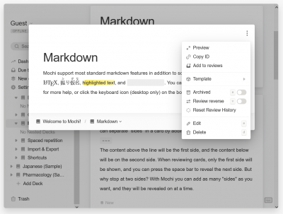 Screenshot of the application Mochi - #4