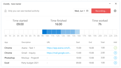 Screenshot of the application Clockify for Windows - #1