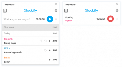 Screenshot of the application Clockify for Windows - #3