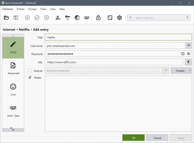 Screenshot of the application KeePassXC - #6